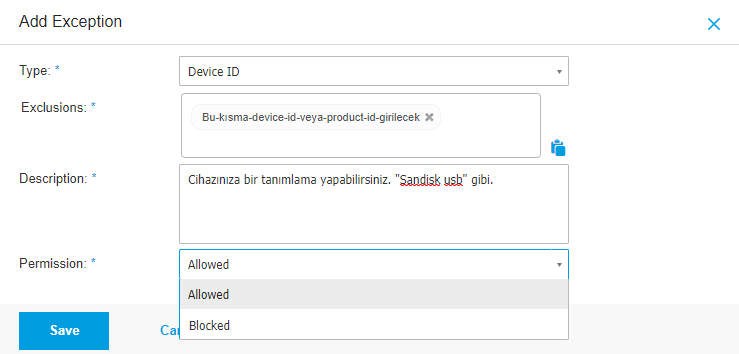 Tanımlı USB cihazlar nereden eklenir?